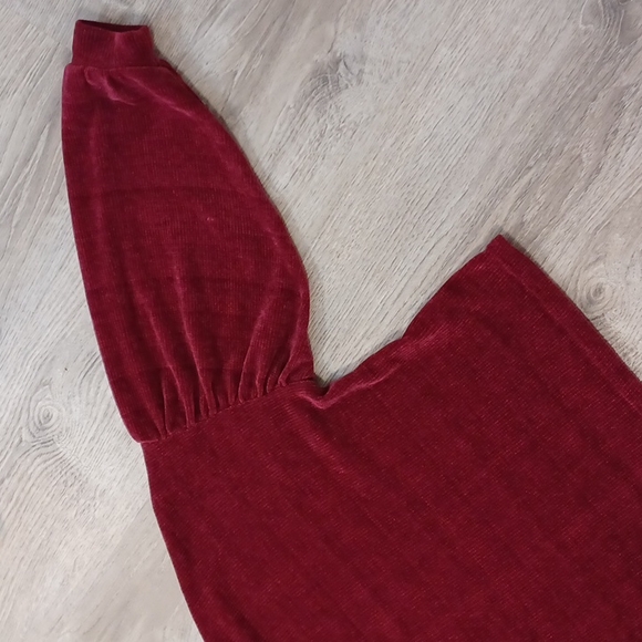 OVS drop shoulder medium maroon burgundy bishop balloon lantern sleeve sweater - Picture 12 of 16
